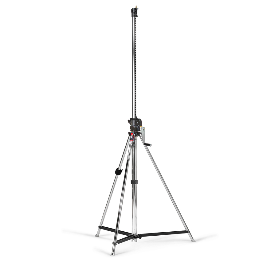 Wind-Up Stahl Lampenstativ mit Teleskopsäule, silber