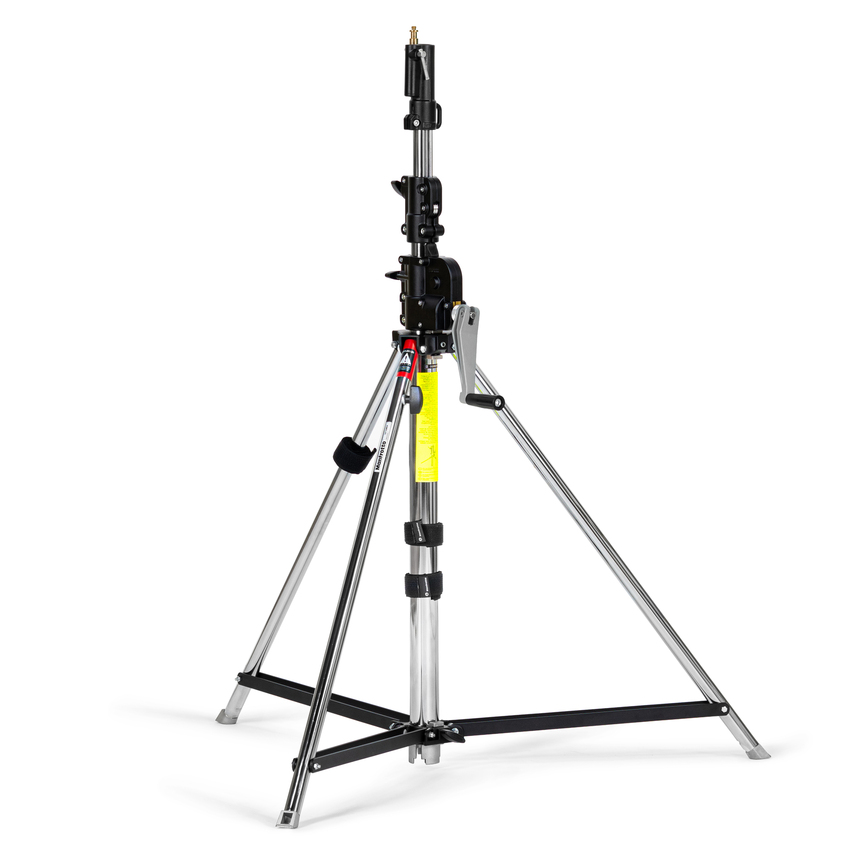 Wind-Up Lampenstativ kurz, 3 Segmente, silber