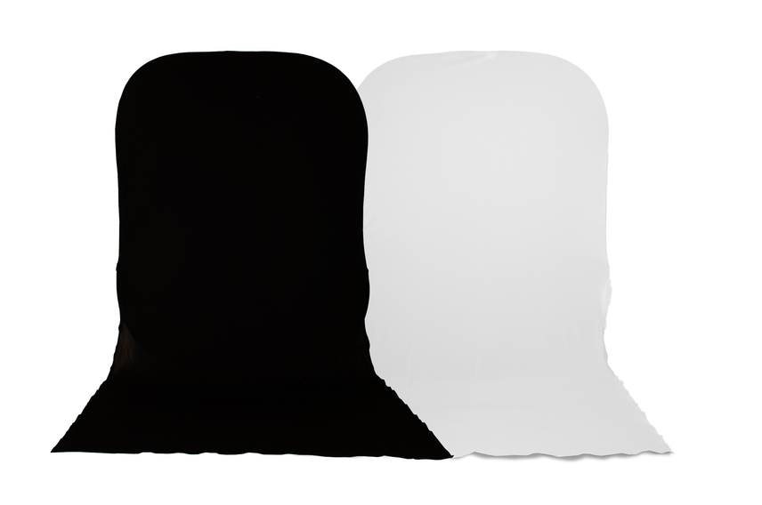 Falthintergrund Doppelseit. Schwarz/Weiß 180x215cm mit Tuch