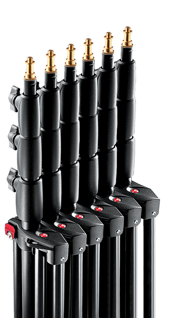 Master Alu Lampenstativ 3er-Set, schwarz mit Luftfederung