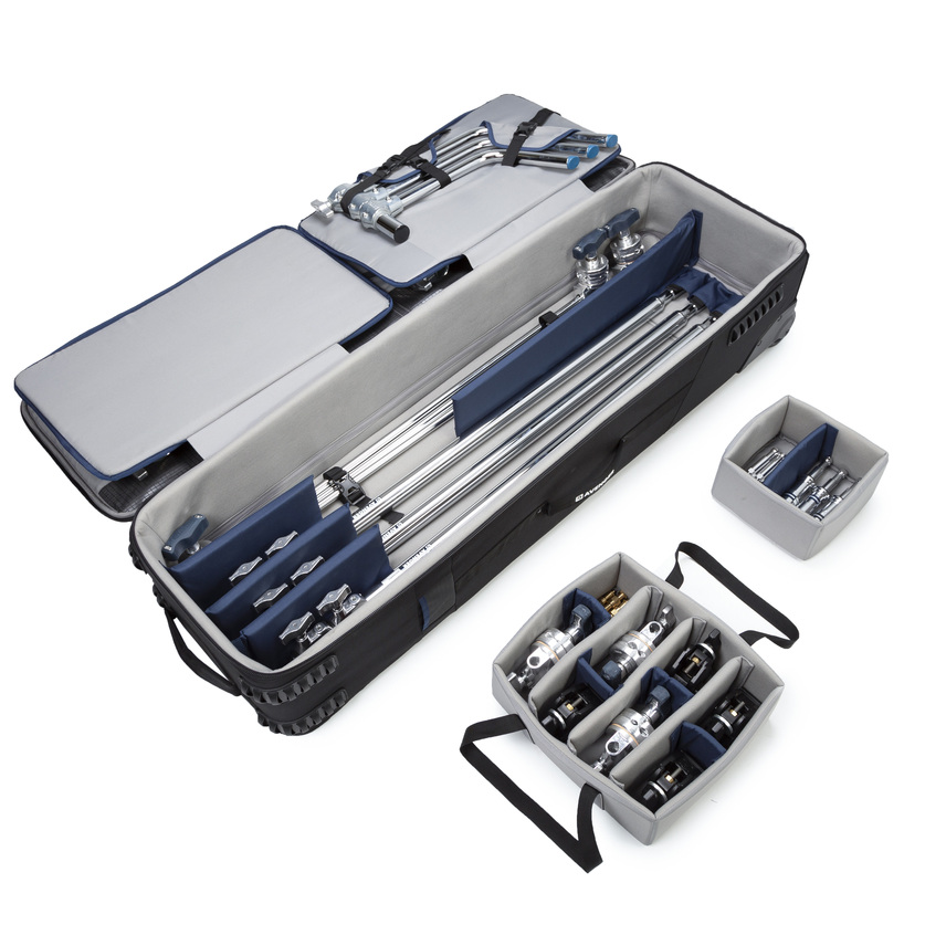 Trolley für 3 zerlegbare C-Stands und Zubehör